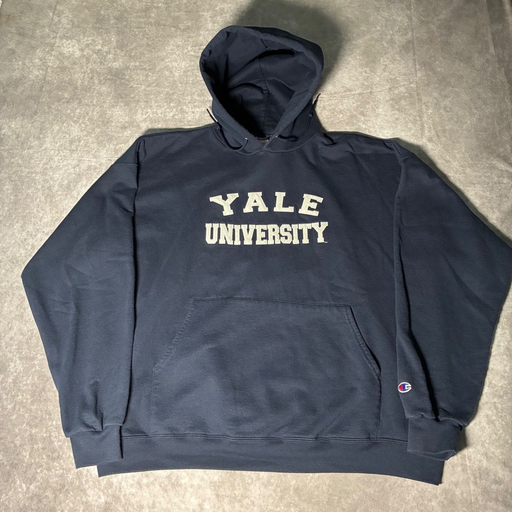 Champion Yale University Hoodie Mens XXL Navy Blue Pullover Collegiate Sweater